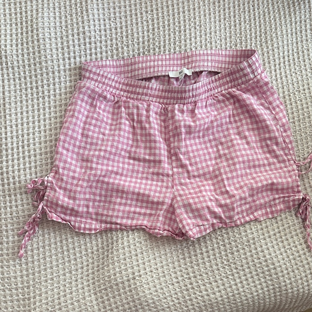 BP Pink Checkered High Waist Women's Shorts